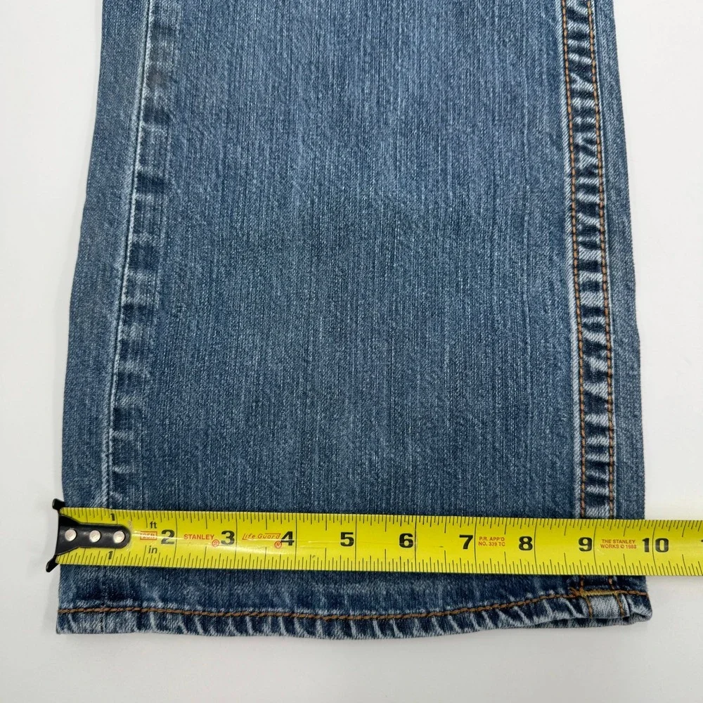 True Religion Straight Leg Jeans Mens 42 Blue Contrast Thick Stitch Made‎ in USA